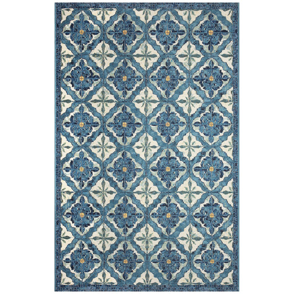 Trans Ocean Liora Manne Marina Power Loomed Area Rug - Durable Indoor/Outdoor Medallion Design For Elegance Blue Polypropylene,Polyester Mna69966404