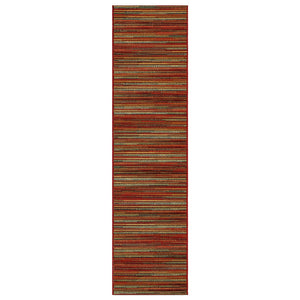 Trans Ocean Liora Manne Marina Stripes Area Rug - Stylish Indoor/Outdoor Geometric Design For Every Space Red Polypropylene,Polyester Mnar8805217