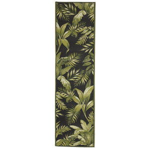 Trans Ocean Liora Marina Jungle Leaves Indoor/Outdoor Area Rug - Contemporary Botanical Design For All Spaces Black Polypropylene,Polyester Mnar8811548