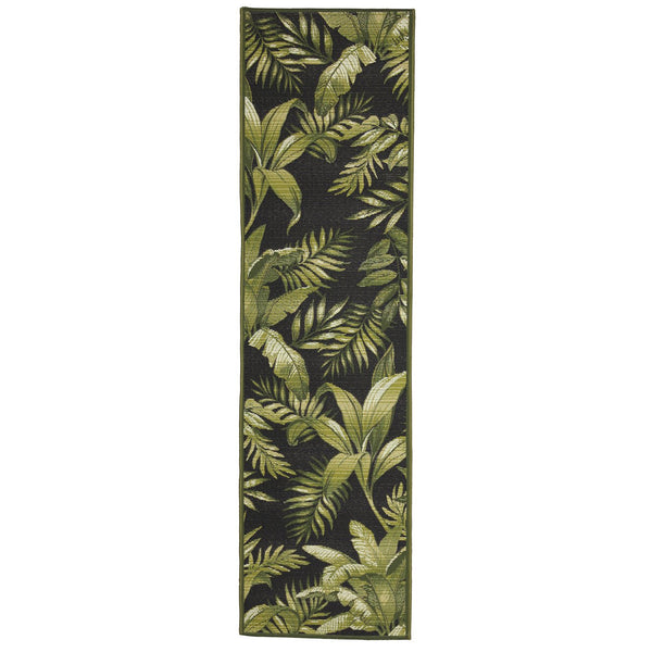 Trans Ocean Liora Marina Jungle Leaves Indoor/Outdoor Area Rug - Contemporary Botanical Design For All Spaces Black Polypropylene,Polyester Mnar8811548