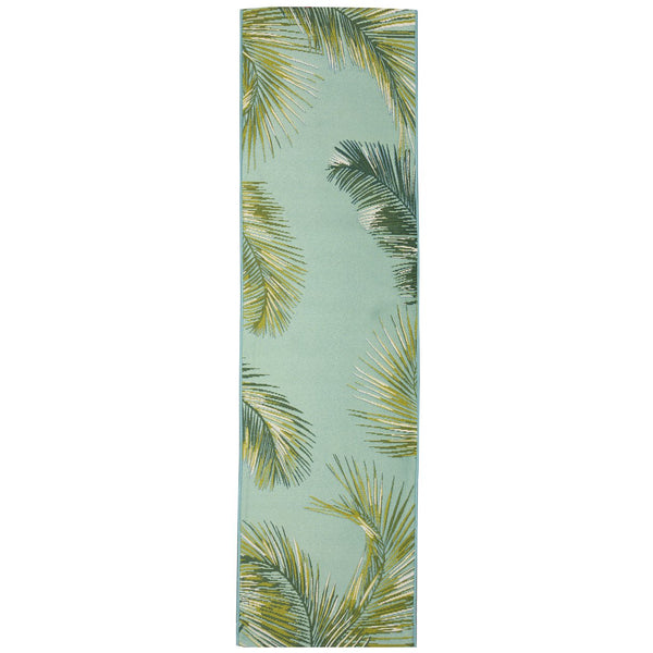 Trans Ocean Liora Manne Marina Palm Border Area Rug - Stylish Indoor/Outdoor Transitional Botanical Design Blue Polypropylene,Polyester Mnar8815104