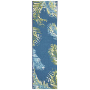 Trans Ocean Liora Manne Marina Palm Border Area Rug - Stylish Indoor/Outdoor Transitional Botanical Design Navy Polypropylene,Polyester Mnar8815133