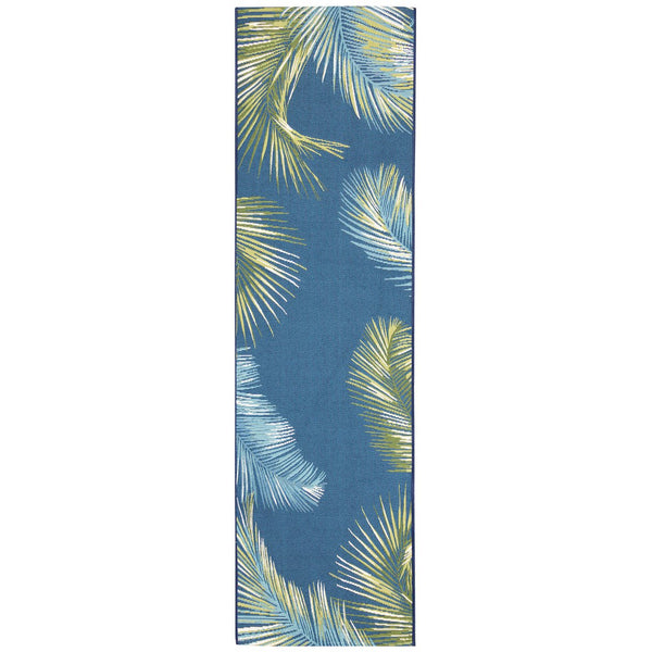 Trans Ocean Liora Manne Marina Palm Border Area Rug - Stylish Indoor/Outdoor Transitional Botanical Design Navy Polypropylene,Polyester Mnar8815133