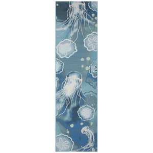 Trans Ocean Liora Manne Marina Jelly Fish Area Rug - Vibrant Coastal Design For Indoor/Outdoor Spaces Blue Polypropylene,Polyester Mnar8815504