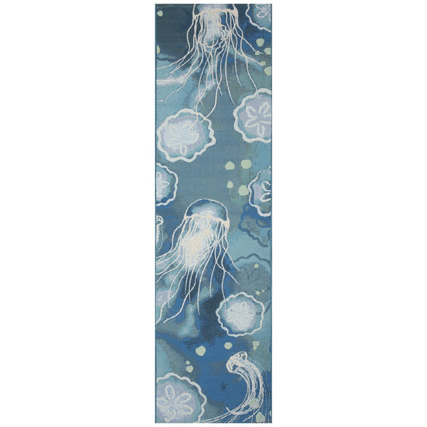 Trans Ocean Liora Manne Marina Jelly Fish Area Rug - Vibrant Coastal Design For Indoor/Outdoor Spaces Blue Polypropylene,Polyester Mnar8815504