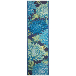 Trans Ocean Liora Manne Marina Mum Indoor/Outdoor Area Rug - Vibrant Floral Design For Style And Comfort Blue Polypropylene,Polyester Mnar8818303