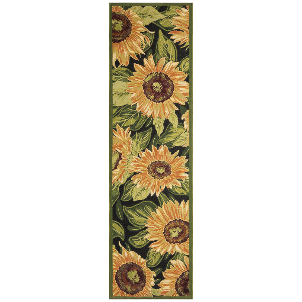 Trans Ocean Liora Manne Marina Sunflower Indoor/Outdoor Pillow - Vibrant Floral Design For Stylish Spaces Black Polypropylene,Polyester Mnar8818448