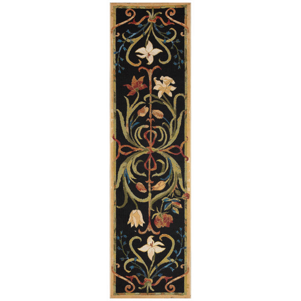 Trans Ocean Liora Manne Marina Dream Garden Area Rug - Elegant Medallion Floral Design For Indoor/Outdoor Use Black Polypropylene,Polyester Mnar8823947