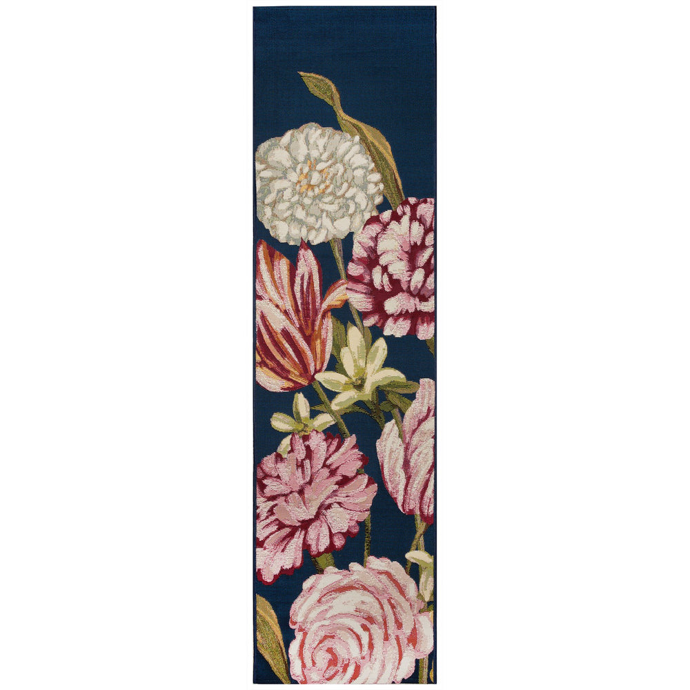 Trans Ocean Liora Manne Marina Botanical Floral Area Rug - Stylish Indoor/Outdoor Decor For Any Space Navy Polypropylene,Polyester Mnar8824033