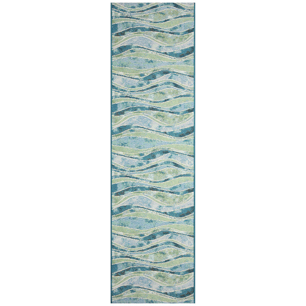 Trans Ocean Liora Manne Wave Indoor/Outdoor Area Rug - Contemporary Abstract Design In Soothing Blue Hues Blue Polypropylene,Polyester Mnar8966204
