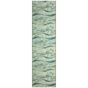 Trans Ocean Liora Manne Wave Indoor/Outdoor Area Rug - Contemporary Abstract Design In Soothing Blue Hues Green Polypropylene,Polyester Mnar8966206