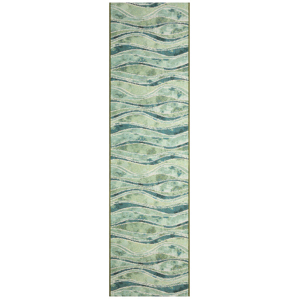 Trans Ocean Liora Manne Wave Indoor/Outdoor Area Rug - Contemporary Abstract Design In Soothing Blue Hues Green Polypropylene,Polyester Mnar8966206