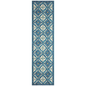Trans Ocean Liora Manne Marina Power Loomed Area Rug - Durable Indoor/Outdoor Medallion Design For Elegance Blue Polypropylene,Polyester Mnar8966404