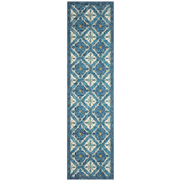 Trans Ocean Liora Manne Marina Power Loomed Area Rug - Durable Indoor/Outdoor Medallion Design For Elegance Blue Polypropylene,Polyester Mnar8966404