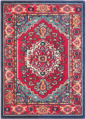 Safavieh Monaco 4' Round Area Rug - Elegant Red/Turquoise Design, Slip-resistant, Oeko-tex Certified Quality Red ,Turquoise 57% Polypropylene,30% Cotton,13% Polyester Mnc207c-4r