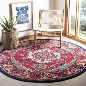 Safavieh Monaco 4' Round Area Rug - Elegant Red/Turquoise Design, Slip-resistant, Oeko-tex Certified Quality Red ,Turquoise 57% Polypropylene,30% Cotton,13% Polyester Mnc207c-4r