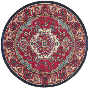 Safavieh Monaco 4' Round Area Rug - Elegant Red/Turquoise Design, Slip-resistant, Oeko-tex Certified Quality Red ,Turquoise 57% Polypropylene,30% Cotton,13% Polyester Mnc207c-4r