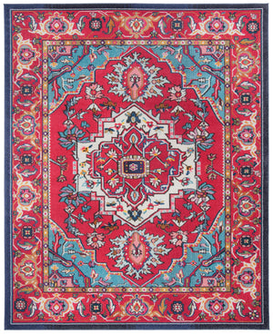 Safavieh Monaco 4' Round Area Rug - Elegant Red/Turquoise Design, Slip-resistant, Oeko-tex Certified Quality Red ,Turquoise 57% Polypropylene,30% Cotton,13% Polyester Mnc207c-4r