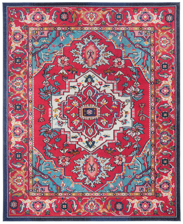 Safavieh Monaco 4' Round Area Rug - Elegant Red/Turquoise Design, Slip-resistant, Oeko-tex Certified Quality Red ,Turquoise 57% Polypropylene,30% Cotton,13% Polyester Mnc207c-4r