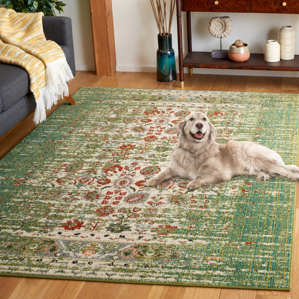 Safavieh Monaco 208 Power Loomed Rug Sage / Rust 5'-1" x 7'-6"