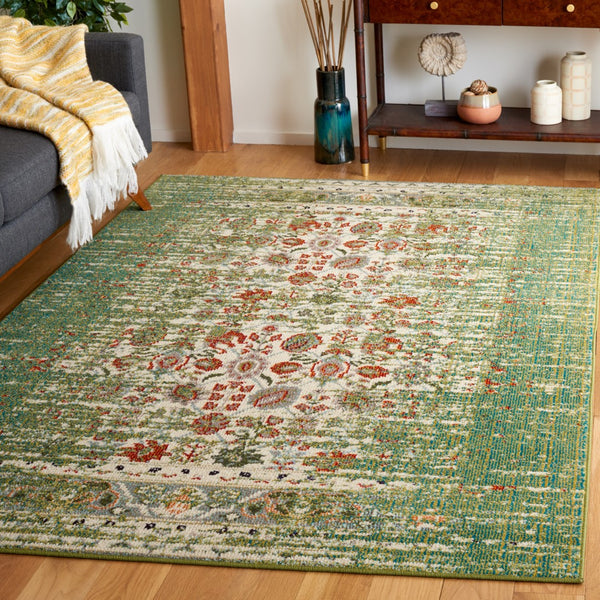 Safavieh Monaco 208 Power Loomed Rug Sage / Rust 5'-1" x 7'-6"