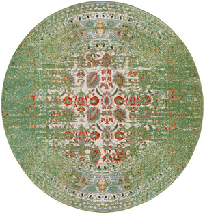 Safavieh Monaco 208 Power Loomed Rug Sage / Rust 6'-7" x 6'-7" Round