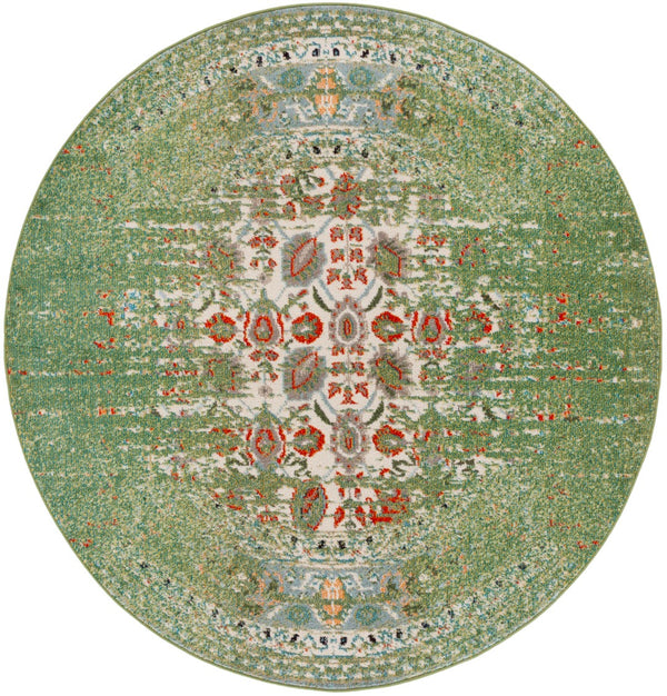 Safavieh Monaco 208 Power Loomed Rug Sage / Rust 6'-7" x 6'-7" Round