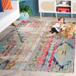 Safavieh Monaco Vibrant Bohemian Area Rug – Soft, Colorful Design For Any Room, Crafted In Turkey Multi 57% Polypropylene,30% Cotton,13% Polyester Mnc222f-68