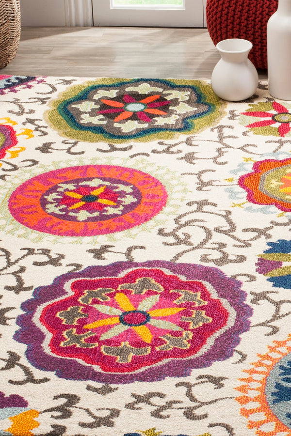 Safavieh Monaco Colorful Medley Area Rug - Exquisite Power-loomed Design With Timeless Elegance & Comfort Ivory ,Multi 57% Polypropylene,30% Cotton,13% Polyester Mnc233a-68