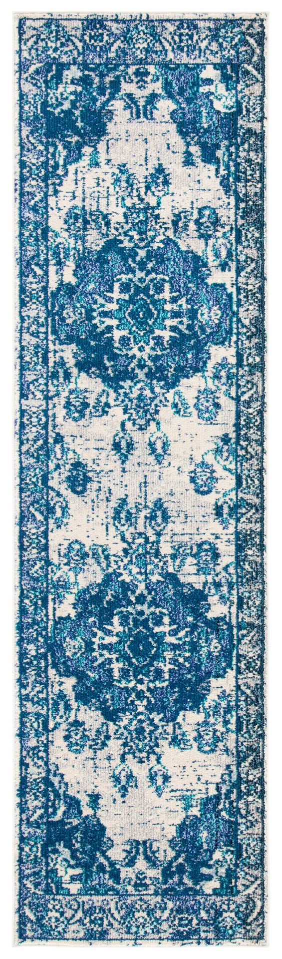 Safavieh Monaco Large Rectangle Area Rug - Luxurious Light Blue & Fuchsia Design For Elegant Home Décor Ivory ,Blue 57% Polypropylene,30% Cotton,13% Polyester Mnc243a-3sq