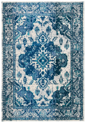 Safavieh Monaco Large Rectangle Area Rug - Luxurious Light Blue & Fuchsia Design For Elegant Home Décor Ivory ,Blue 57% Polypropylene,30% Cotton,13% Polyester Mnc243a-3sq