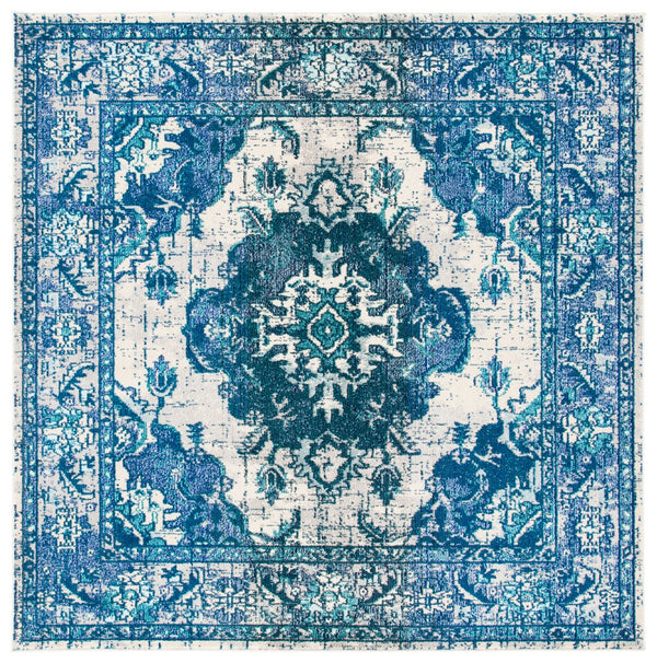 Safavieh Monaco Large Rectangle Area Rug - Luxurious Light Blue & Fuchsia Design For Elegant Home Décor Ivory ,Blue 57% Polypropylene,30% Cotton,13% Polyester Mnc243a-3sq