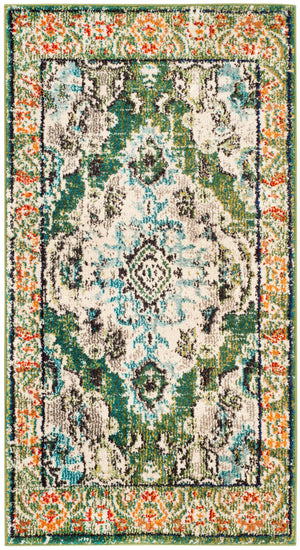 Safavieh Monaco Forest Green & Light Blue Accent Area Rug, 2' X 3' - Timeless Turkish Elegance & Comfort Forest Green ,Light Blue 57% Polypropylene,30% Cotton,13% Polyester Mnc243f-2