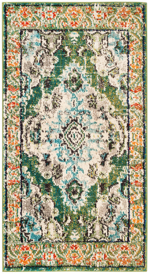 Safavieh Monaco Large Rectangle Area Rug - Luxurious Light Blue & Fuchsia Design For Elegant Home Décor Forest Green ,Light Blue 57% Polypropylene,30% Cotton,13% Polyester Mnc243f-68