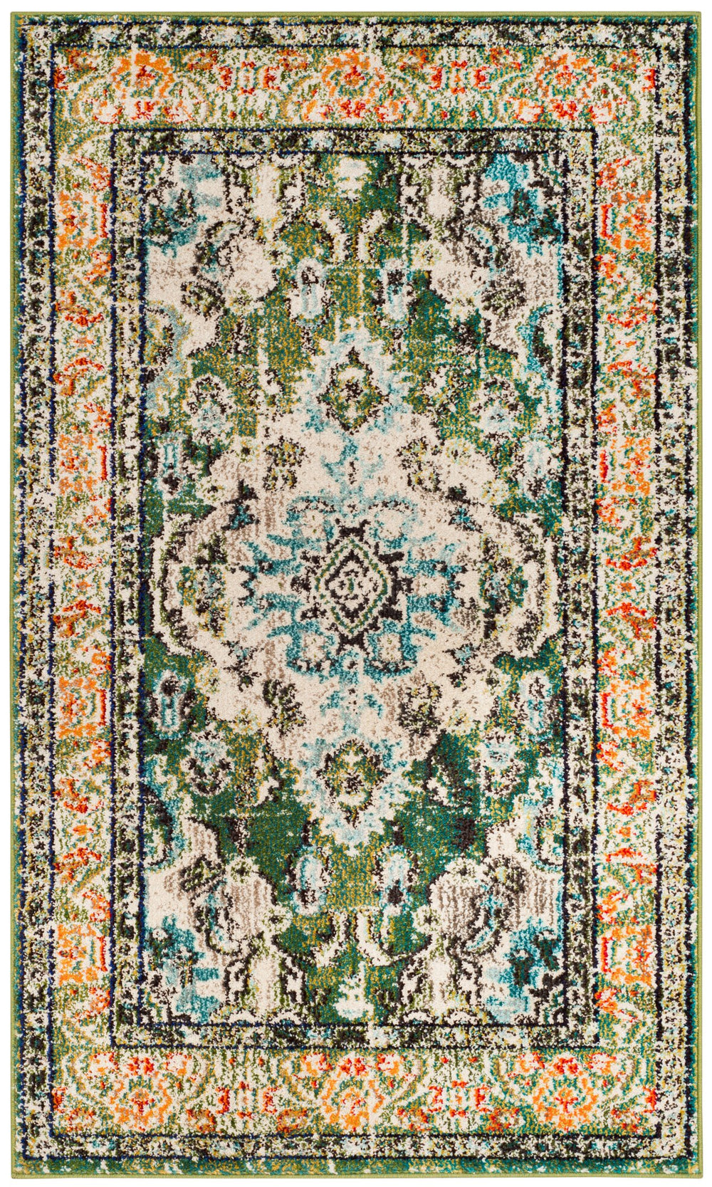 Safavieh Monaco Forest Green & Light Blue Accent Area Rug, 2' X 3' - Timeless Turkish Elegance & Comfort Forest Green ,Light Blue 57% Polypropylene,30% Cotton,13% Polyester Mnc243f-2