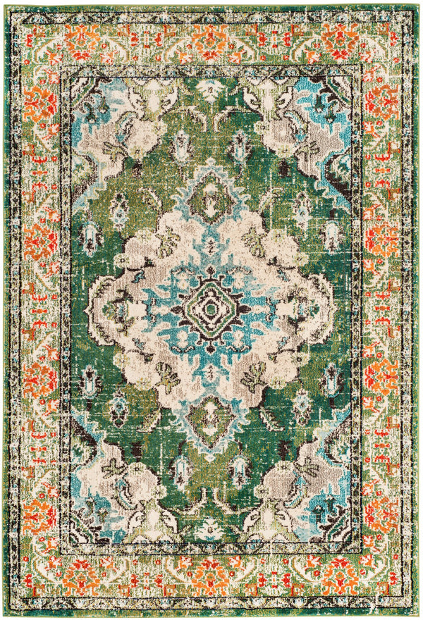 Safavieh Monaco Forest Green & Light Blue Accent Area Rug, 2' X 3' - Timeless Turkish Elegance & Comfort Forest Green ,Light Blue 57% Polypropylene,30% Cotton,13% Polyester Mnc243f-2