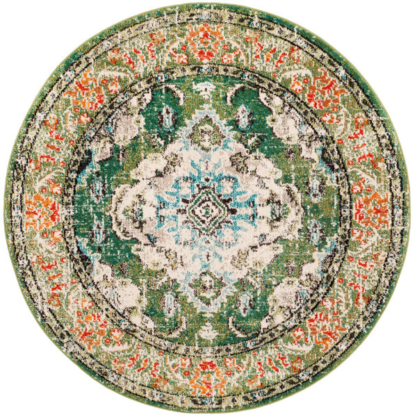 Safavieh Monaco Large Rectangle Area Rug - Luxurious Light Blue & Fuchsia Design For Elegant Home Décor Forest Green ,Light Blue 57% Polypropylene,30% Cotton,13% Polyester Mnc243f-68