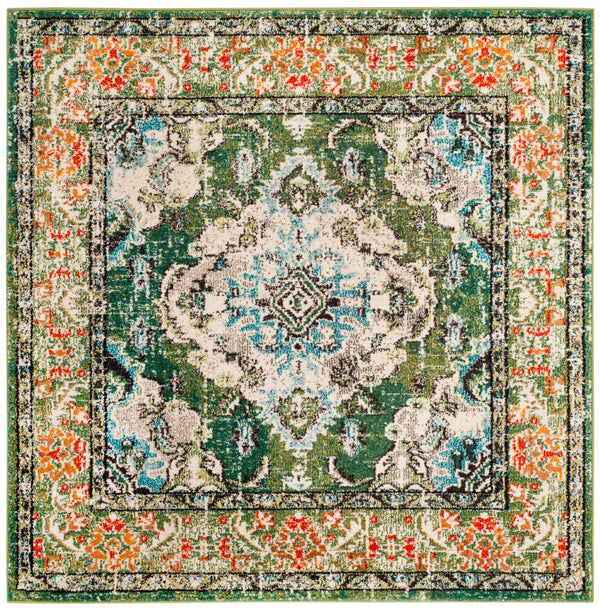 Safavieh Monaco Large Rectangle Area Rug - Luxurious Light Blue & Fuchsia Design For Elegant Home Décor Forest Green ,Light Blue 57% Polypropylene,30% Cotton,13% Polyester Mnc243f-68