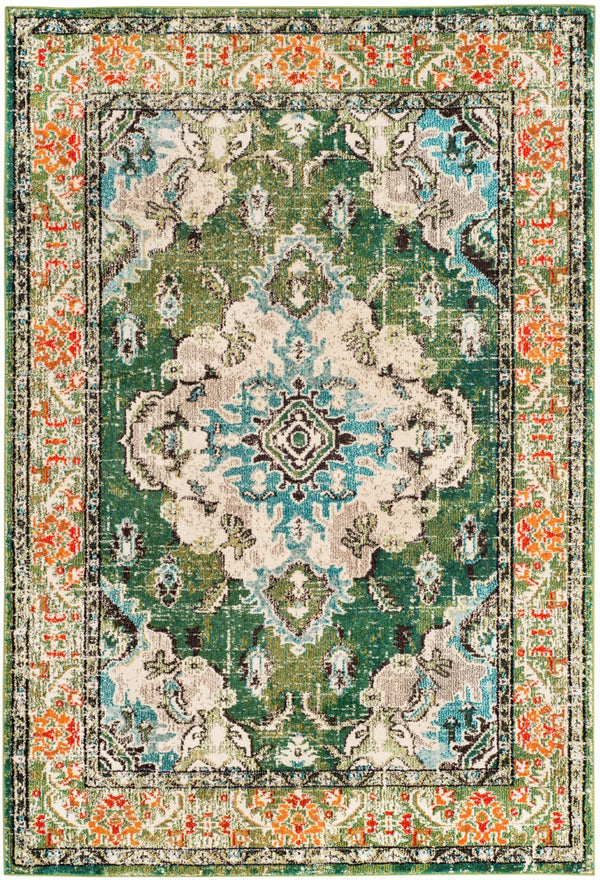 Safavieh Monaco Large Rectangle Area Rug - Luxurious Light Blue & Fuchsia Design For Elegant Home Décor Forest Green ,Light Blue 57% Polypropylene,30% Cotton,13% Polyester Mnc243f-68