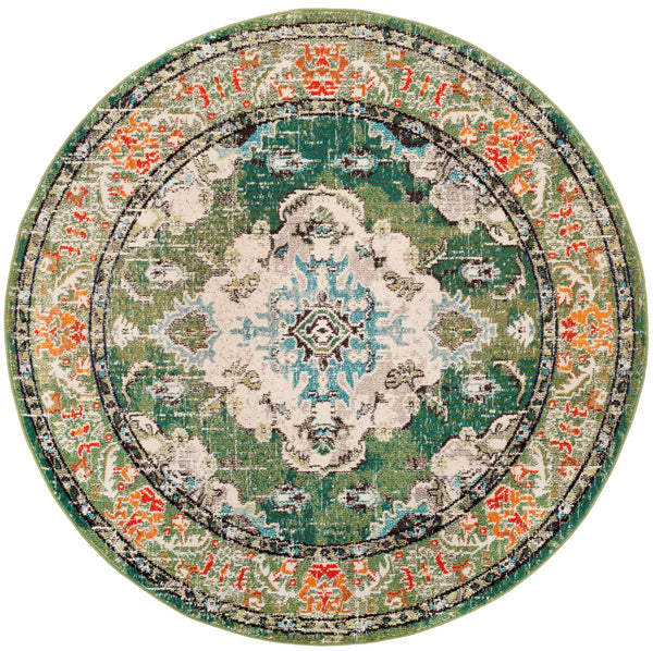Safavieh Monaco Forest Green & Light Blue Accent Area Rug, 2' X 3' - Timeless Turkish Elegance & Comfort Forest Green ,Light Blue 57% Polypropylene,30% Cotton,13% Polyester Mnc243f-2