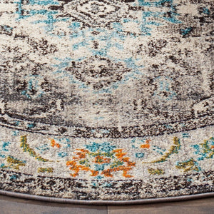 Safavieh Monaco Medallion Round Rug Power Loomed Polypropylene for Entryway or Reading Nook Grey Light Blue 4' Round MNC243G-4R
