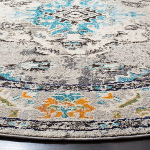 Safavieh Monaco Medallion Round Rug Power Loomed Polypropylene for Entryway or Reading Nook Grey Light Blue 4' Round MNC243G-4R