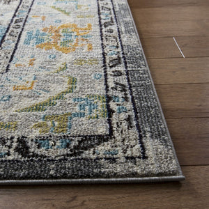 Safavieh Monaco Medallion Round Rug Power Loomed Polypropylene for Entryway or Reading Nook Grey Light Blue 4' Square MNC243G-4SQ