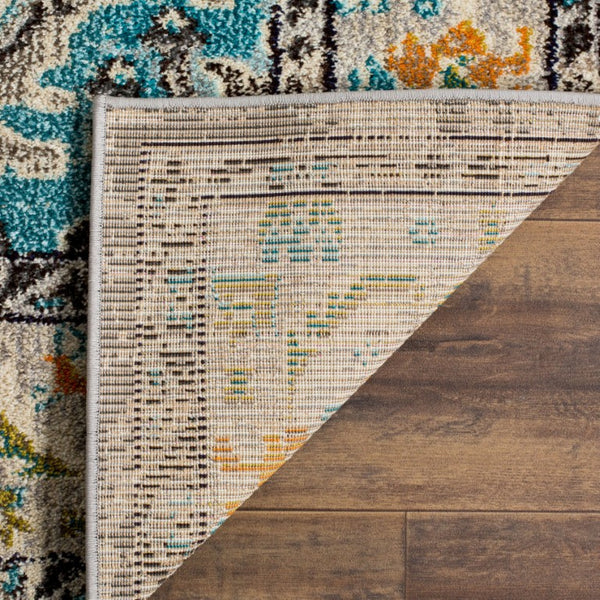 Safavieh Monaco Medallion Round Rug Power Loomed Polypropylene for Entryway or Reading Nook Grey Light Blue 4' Square MNC243G-4SQ