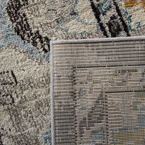 Safavieh Monaco Medallion Round Rug Power Loomed Polypropylene for Entryway or Reading Nook Grey Light Blue 4' Square MNC243G-4SQ