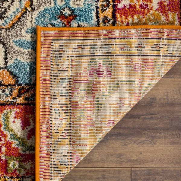 Safavieh Monaco Medallion Round Rug Power Loomed Polypropylene for Entryway or Reading Nook Orange Blue 2'-0" x 3'-0" MNC243H-2