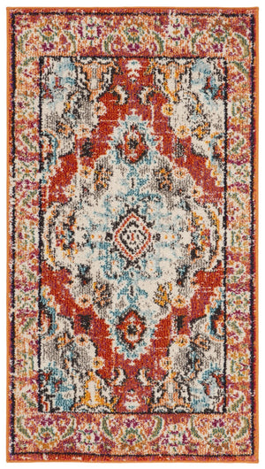 Safavieh Monaco Medallion Round Rug Power Loomed Polypropylene for Entryway or Reading Nook Orange Blue 2'-0" x 3'-0" MNC243H-2