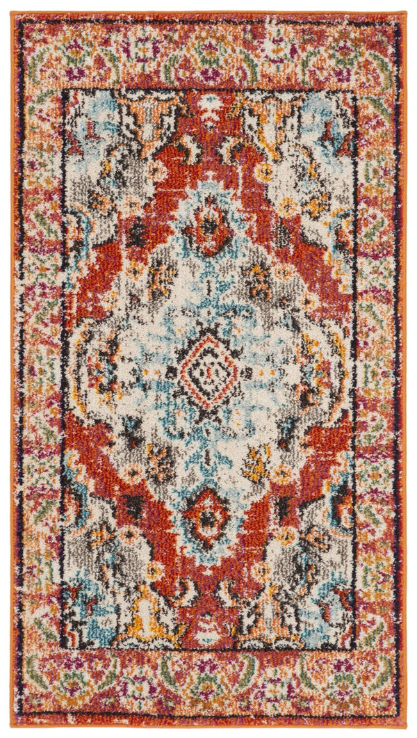 Safavieh Monaco Medallion Round Rug Power Loomed Polypropylene for Entryway or Reading Nook Orange Blue 2'-0" x 3'-0" MNC243H-2