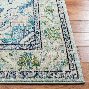 Safavieh Monaco Medallion Round Rug Power Loomed Polypropylene for Entryway or Reading Nook Light Blue / Ivory 2'-2" x 4'-0" MNC243K-24