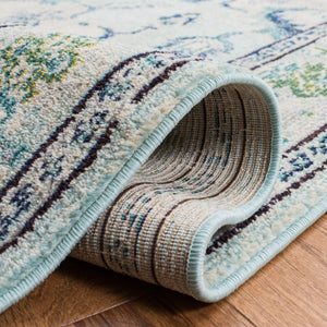 Safavieh Monaco Medallion Round Rug Power Loomed Polypropylene for Entryway or Reading Nook Light Blue / Ivory 2'-2" x 4'-0" MNC243K-24